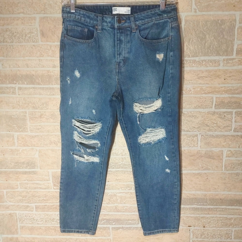 RSQ boyfriend 7/w28 jeans distressed